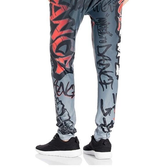 Gia Mia Hip Hop Dance Jogger Graffiti Spray Paint Pant Size Medium NWT - Picture 3 of 13